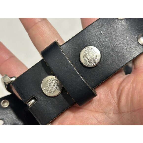 HARLEY DAVIDSON Motorcycle USA  28 Wide Black Leather Silver Studded Womens Belt main image 8